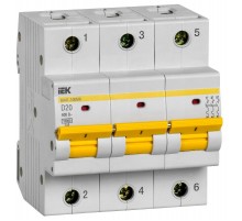 Выключатель автоматический трехполюсный ВА47-100МА без тепл. расцеп. 3P 20А 10кА D  MVA43-3-020-D  IEK
