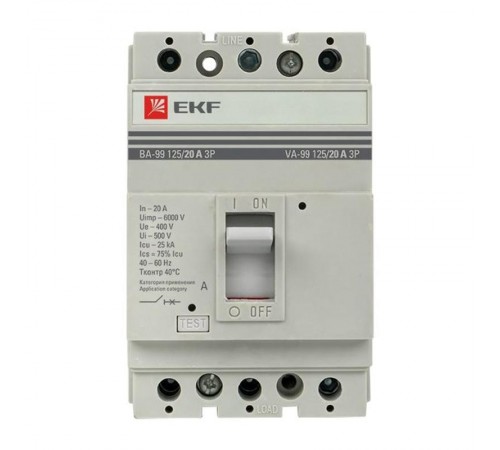 Выключатель автоматический ВА-99 125/20А 3P 25кА EKF PROxima  mccb99-125-20  EKF