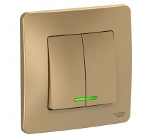 Blanca Титан С/У Выключатель 2-клавишный с подсветкой, 10А, 250B  BLNVS010514  SE