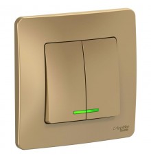 Blanca Титан С/У Выключатель 2-клавишный с подсветкой, 10А, 250B  BLNVS010514  SE