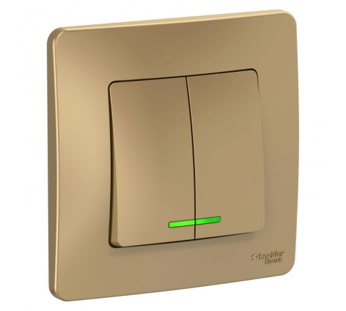 Blanca Титан С/У Выключатель 2-клавишный с подсветкой, 10А, 250B  BLNVS010514  SE