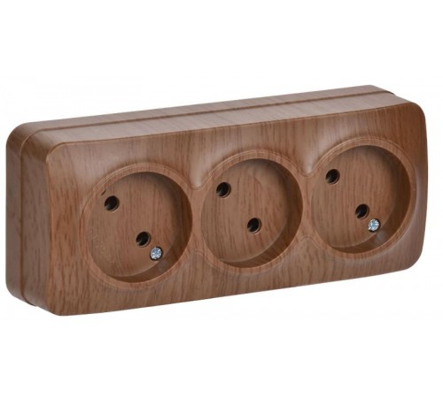 РС23-2-ХД Розет. 3-ая без з/к о/у 10А GLORY дуб  ERH30-K24-10  IEK