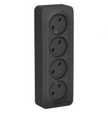 Blanca Антрацит О/У с изолирующей пластиной Розетка 4-ая без заземления без шторок 16А, 250В  BLNRA000416  SE