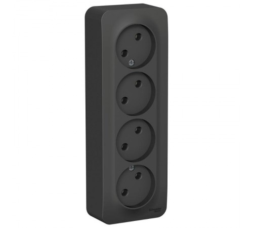 Blanca Антрацит О/У с изолирующей пластиной Розетка 4-ая без заземления без шторок 16А, 250В  BLNRA000416  SE