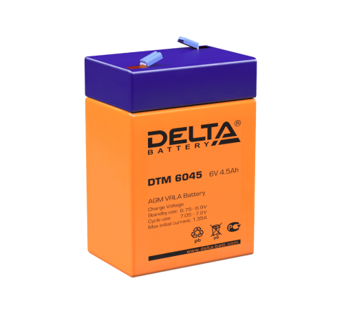 Акумуляторная батарея UPS серии DTM 6045  6В/4,5Ач  DTM 6045  DELTA
