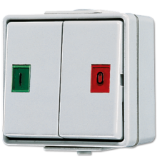 Сдвоенная кнопка без фиксации с символами (пуск-стоп)  639W  Jung