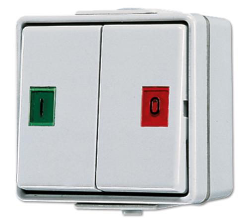 Сдвоенная кнопка без фиксации с символами (пуск-стоп)  639W  Jung