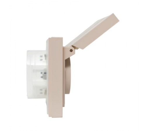 Механизм розетки двойной, 16А, IP44, с заземлением, со шторками, с рамкой, с крышками, кремовый Эпика  UP1-SOI-211-44 EKF