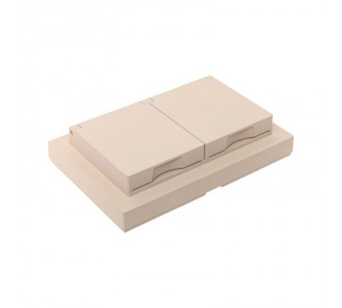 Механизм розетки двойной, 16А, IP44, с заземлением, со шторками, с рамкой, с крышками, кремовый Эпика  UP1-SOI-211-44 EKF