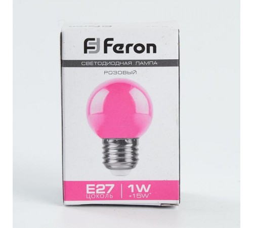 Лампа светодиодная LB-37 (1W) 230V E27 розовый для белт лайта G45  38123  Feron