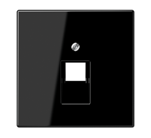 Крышка для одинарных телефонных и компьютерных розеток (UAE), фиксация винтом; термопласт; черный; LS990  LS969-1UASW  Jung