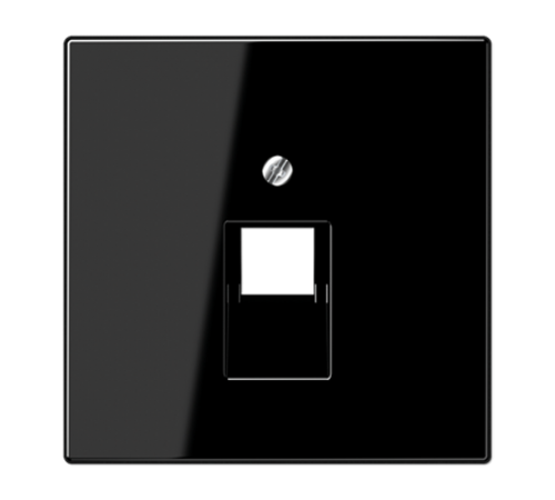 Крышка для одинарных телефонных и компьютерных розеток (UAE), фиксация винтом; термопласт; черный; LS990  LS969-1UASW  Jung