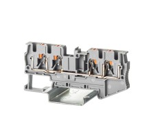Клемма проходная, зажим push-in, 4 точки подключения, 4 кв.мм, серая  VPR-4-QUATTRO-GY  DKC