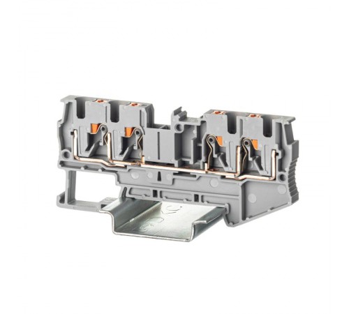 Клемма проходная, зажим push-in, 4 точки подключения, 4 кв.мм, серая  VPR-4-QUATTRO-GY  DKC