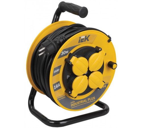 Удлинитель на катушке УК30 с т/з 4 места 2Р+PЕ/30метров 3х1,5мм2 IP44 "Industrial plus"  WKP15-16-04-30-44  IEK