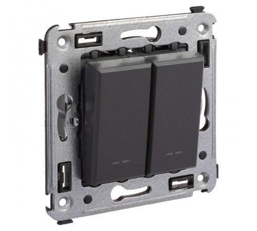 Выключатель двухклавишный в стену, "Avanti", "Черный матовый"  4412104  DKC