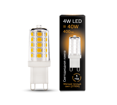 Лампа светодиодная LED 4Вт G9 AC185-265В 2700К керамика  107309104  Gauss