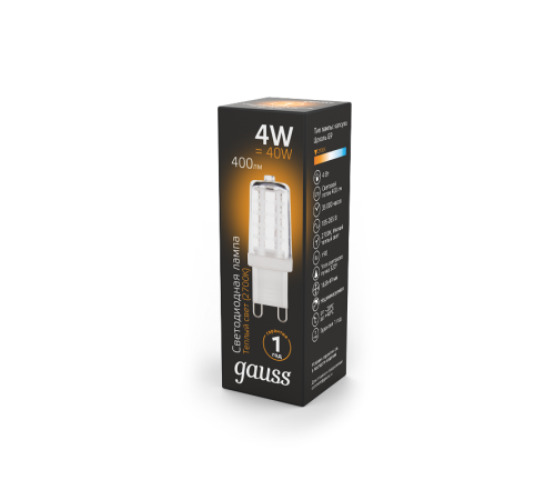 Лампа светодиодная LED 4Вт G9 AC185-265В 2700К керамика  107309104  Gauss