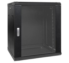 Шкаф настенный 19" TERACOM PRO 12U 600х450 мм дверь стеклянная с замком-ручкой чёрный  TRP-WLL-1264-40B  EKF