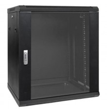 Шкаф настенный 19" TERACOM PRO 12U 600х450 мм дверь стеклянная с замком-ручкой чёрный  TRP-WLL-1264-40B  EKF
