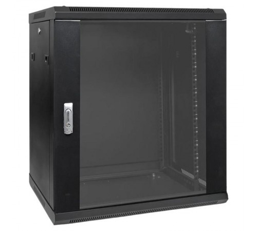 Шкаф настенный 19" TERACOM PRO 12U 600х450 мм дверь стеклянная с замком-ручкой чёрный  TRP-WLL-1264-40B  EKF