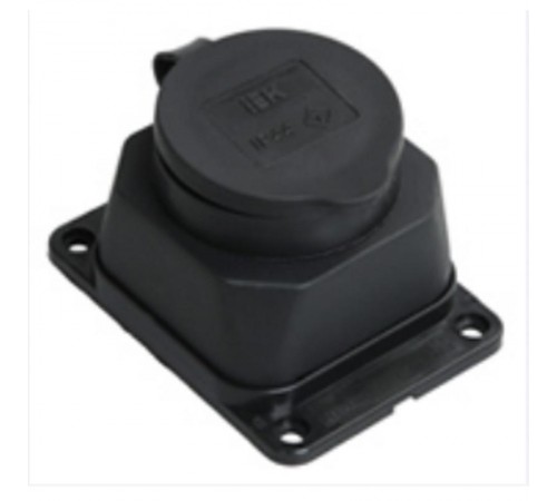 Розетка каучуковая с защитной крышкой настенная ОМЕГА IP44 РБ13-1-0м  PKR11-016-2-K02  IEK