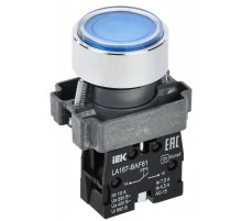 Кнопка LA167-BAF61 d=22мм 1з синяя  BBT20-BAF61-1-22-67-K07  IEK