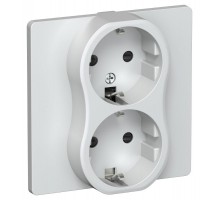 FLITE Розетка 2-ая с заземлением со шторками быстрозажимные клеммы 16А РСш12-1-К-ФлЖ жемчуг  FI-R24C-16-1-K36  IEK