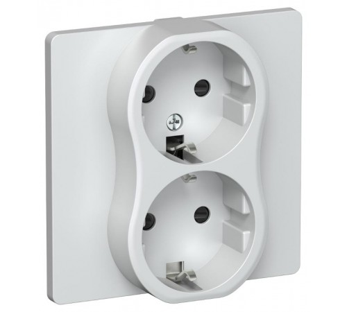 FLITE Розетка 2-ая с заземлением со шторками быстрозажимные клеммы 16А РСш12-1-К-ФлЖ жемчуг  FI-R24C-16-1-K36  IEK