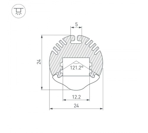 Профиль с экраном ALU-ROUND-2000 ANOD+LEN30  015527  Arlight