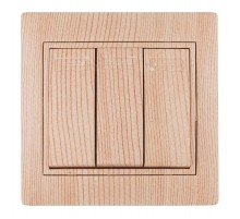 1-106-11 Intro Выключатель тройной, 10А-250В, IP20, СУ, Plano, сосна  Б0030053  Intro