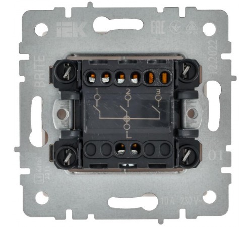 BRITE Выключатель 3-клавишный 10А ВС10-3-0-БрБ белый  BR-V30-0-10-K01-PRO  IEK