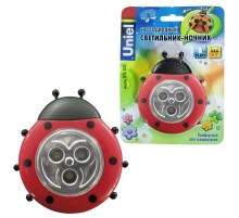Cветильник-ночник Божья Коровка DTL-354 Божья Коровка/Red/3LED/3AAA питание от 3-х батареек AAA (в комплект не входят)  07717  Uniel