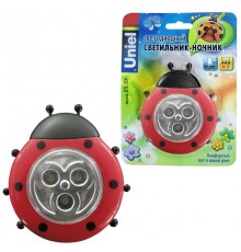 Cветильник-ночник Божья Коровка DTL-354 Божья Коровка/Red/3LED/3AAA питание от 3-х батареек AAA (в комплект не входят)  07717  Uniel