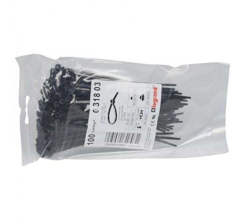 Монтажный хомут Colring - ширина 3.5 мм - длина 140 мм - пакет 100 шт - чёрный  031803  Legrand