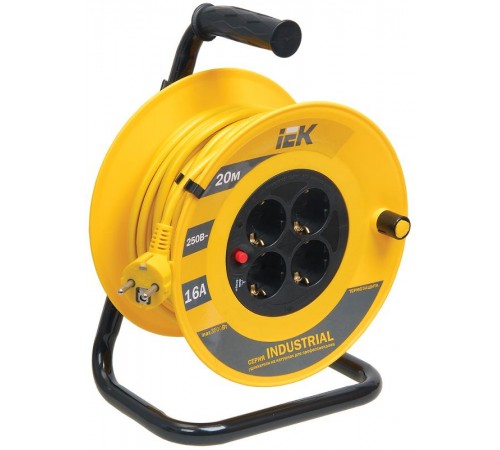 Катушка УК20 с т/з 4 места 2Р+PЕ/20м 3х1,5 мм2 "Industrial"  WKP15-16-04-20  IEK