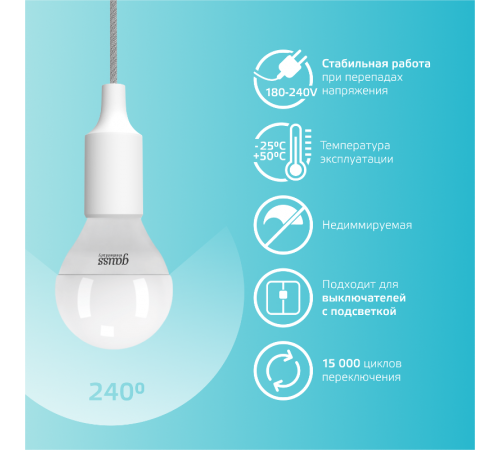 Лампа светодиодная LED Elementary Шар 12W 920lm E14 4100K  53122  Gauss