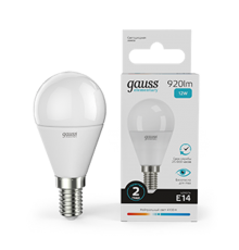 Лампа светодиодная LED Elementary Шар 12W 920lm E14 4100K  53122  Gauss