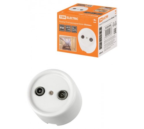 Розетка TV+R проходная белая "Болонь"  SQ1820-0056  TDM