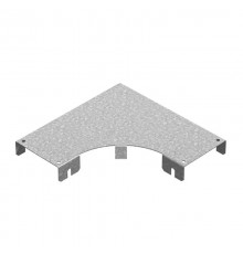 Крышка к углу горизонтальному 90 град. к лотку ПЛК 100, толщ. 1,2 мм, Сендзимир цинк, 020819  КУГП90-100-1,2-R100-СЦ   Ostec