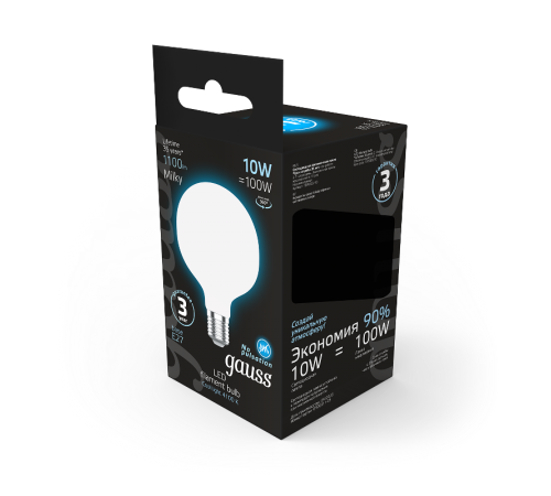 Лампа светодиодная Filament G95 10W 1100lm 4100К Е27 milky LED 1/20  189202210  Gauss