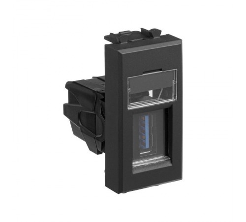 USB 3.0 розетка модульная, тип А-А, "Avanti", "Черный матовый", 1 модуль  4412301  DKC