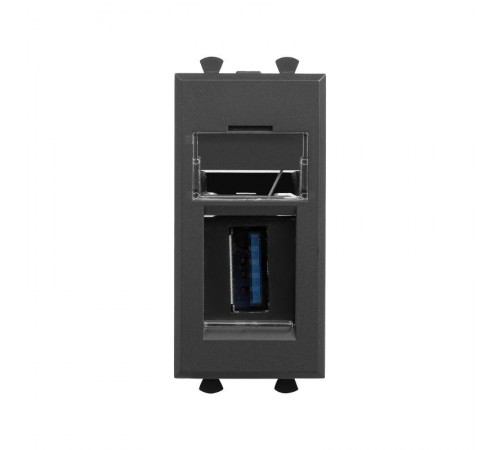 USB 3.0 розетка модульная, тип А-А, "Avanti", "Черный матовый", 1 модуль  4412301  DKC