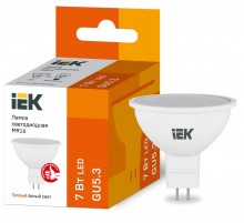 Лампа светодиодная LED 7Вт GU5.3 220В 3000К MR16 софит  LLE-MR16-7-230-30-GU5  IEK