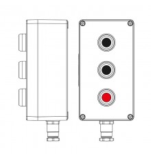 Взрывозащищенный пост управления из полиэстера CPE-P-04-(2xP1B(11)-1xP1R(11))-1xKH2MHK(C)1Ex d e IIC Т5 Gb / Ex tb IIIC T95°C DbIP66/КЗ  2231.041.22.