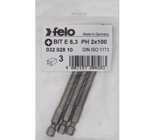 Бита крестовая серия Industrial PH 2X100, 3 шт  03202810  Felo