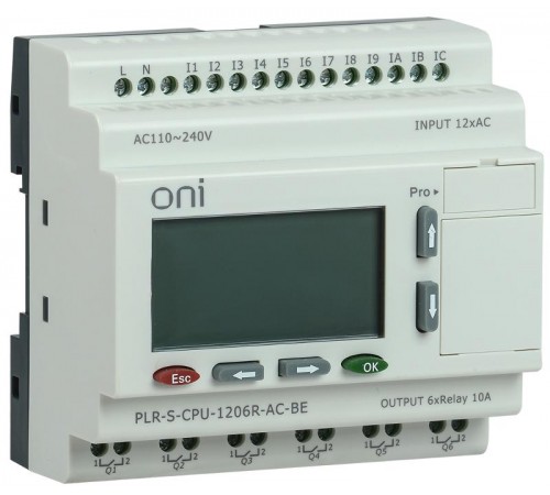 Логическое реле PLR-S. CPU1206(R) 220В AC с экраном  PLR-S-CPU-1206R-AC-BE  ONI