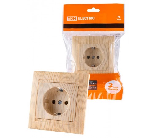 Розетка 2П+З 16А 250В сосна "Лама"  SQ1815-0323  TDM