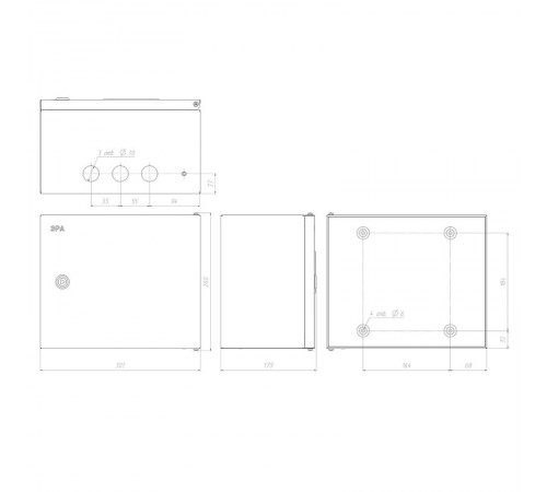 Щит с монтажной панелью металлический ЩМПг-02 IP54 (250х300х175) SIMPLE  Б0041665  ЭРА