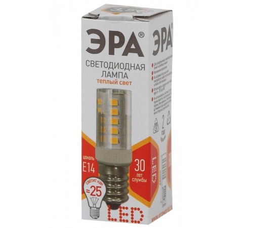 Лампа светодиодная LED T25-3,5W-CORN-827-E14  СТАНДАРТ (диод, капсула, 3,5Вт, тепл, E14)  Б0028744  ЭРА